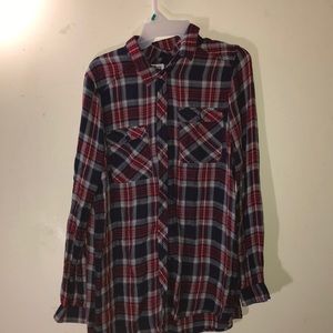 red, white & blue button down flannel